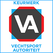 Logo van kwaliteitseisen gesteld door de Vechtsport Autoriteit

Het logo heeft felblauwe letters met de tekst Keurmerk Vechtsport Autoriteit. De zucht is een blauw vierkant met een rode zeshoek erop en een zwarte zeshoek erbovenop met in het midden de letters VA.